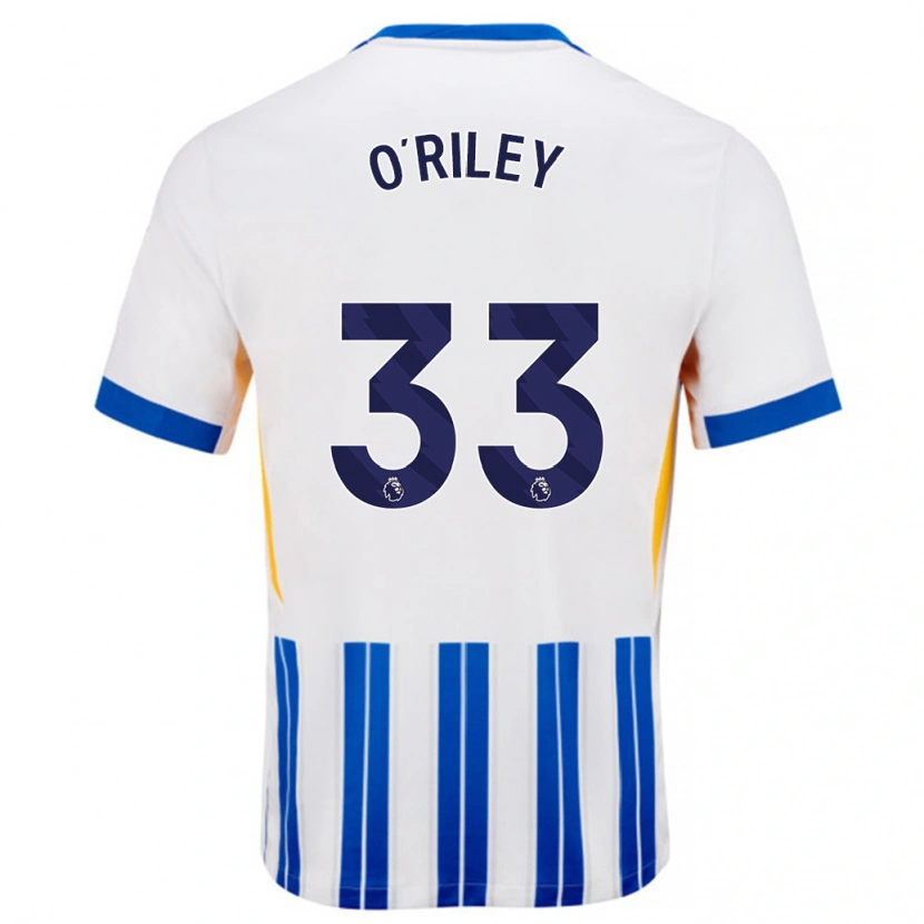 Danxen Donna Maglia Matt O'riley #33 Bianco Blu A Righe Kit Gara Home 2024/25 Maglietta