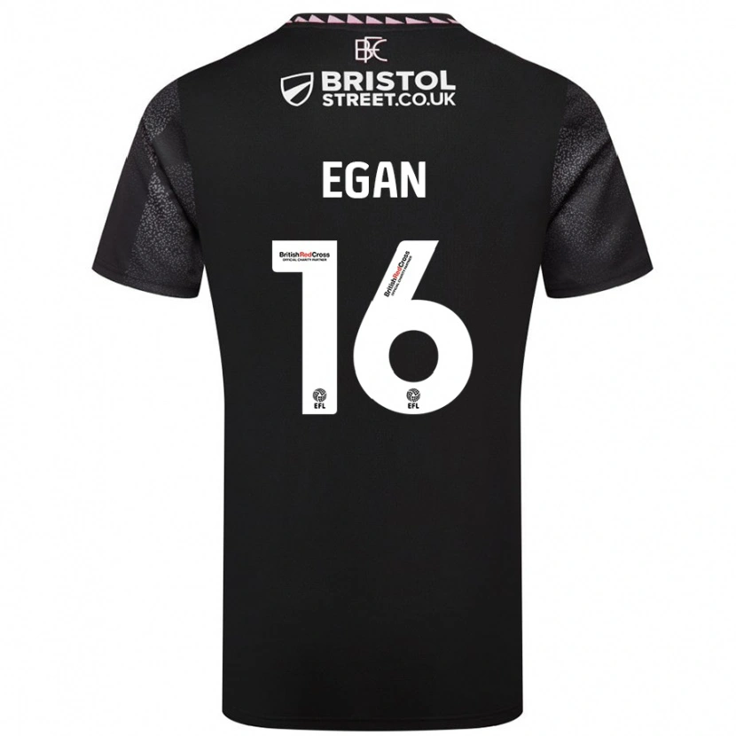 Danxen Donna Maglia John Egan #16 Nero Kit Gara Away 2024/25 Maglietta
