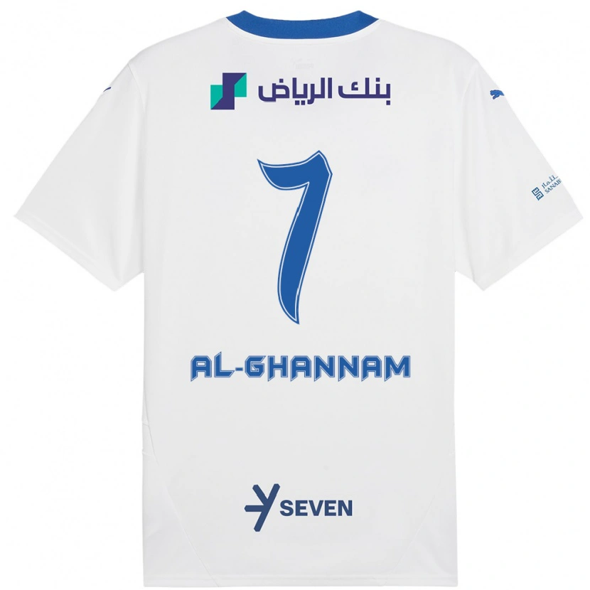 Danxen Donna Maglia Khalid Al-Ghannam #7 Bianco Blu Kit Gara Away 2024/25 Maglietta