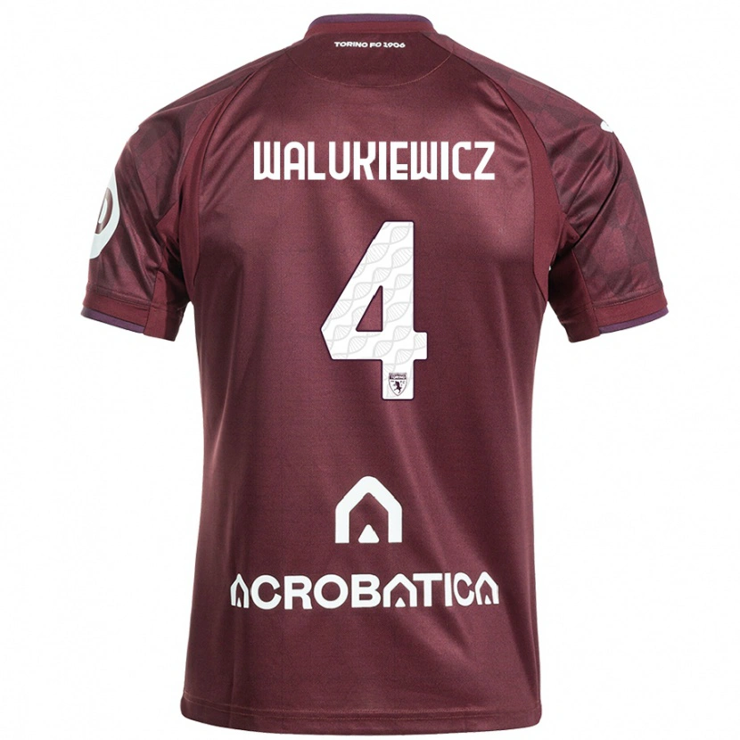 Danxen Donna Maglia Sebastian Walukiewicz #4 Marrone Bianco Kit Gara Home 2024/25 Maglietta