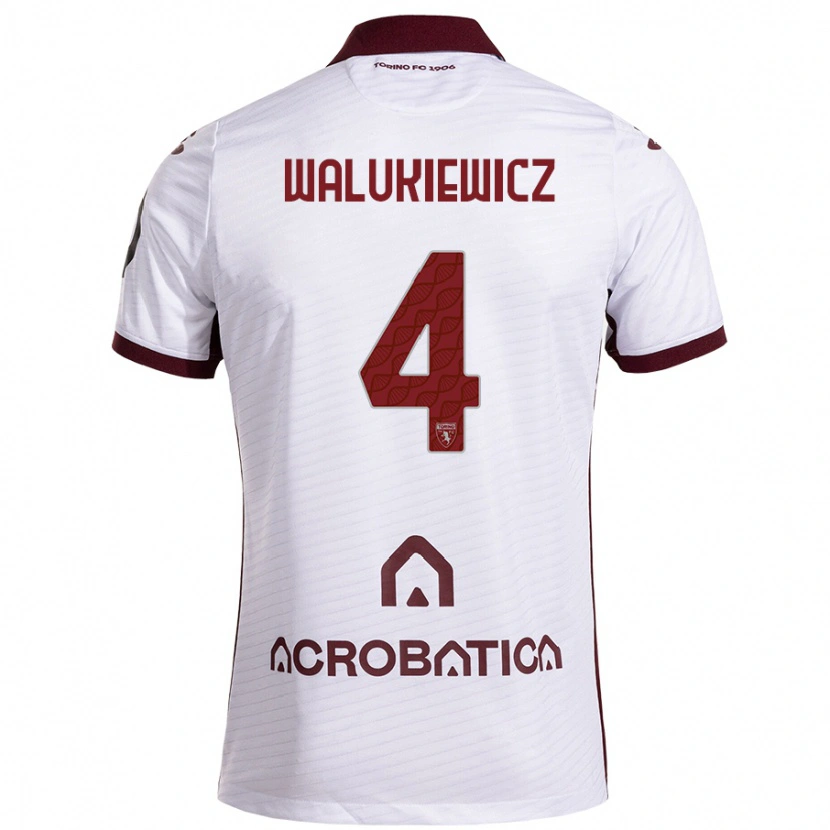 Danxen Donna Maglia Sebastian Walukiewicz #4 Bianco Marrone Kit Gara Away 2024/25 Maglietta
